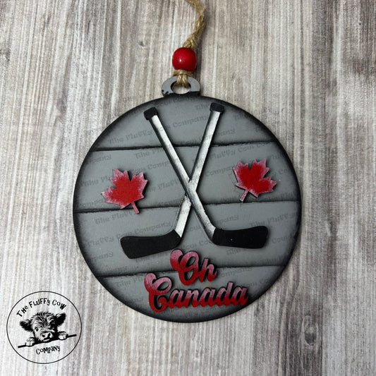 Oh Canada Hockey Sticks - Car Charm Christmas Ornament