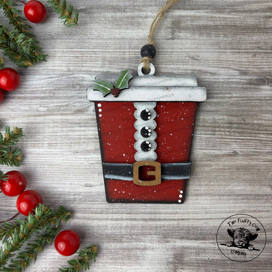 Santa Coffee Cup Christmas Tree Ornament
