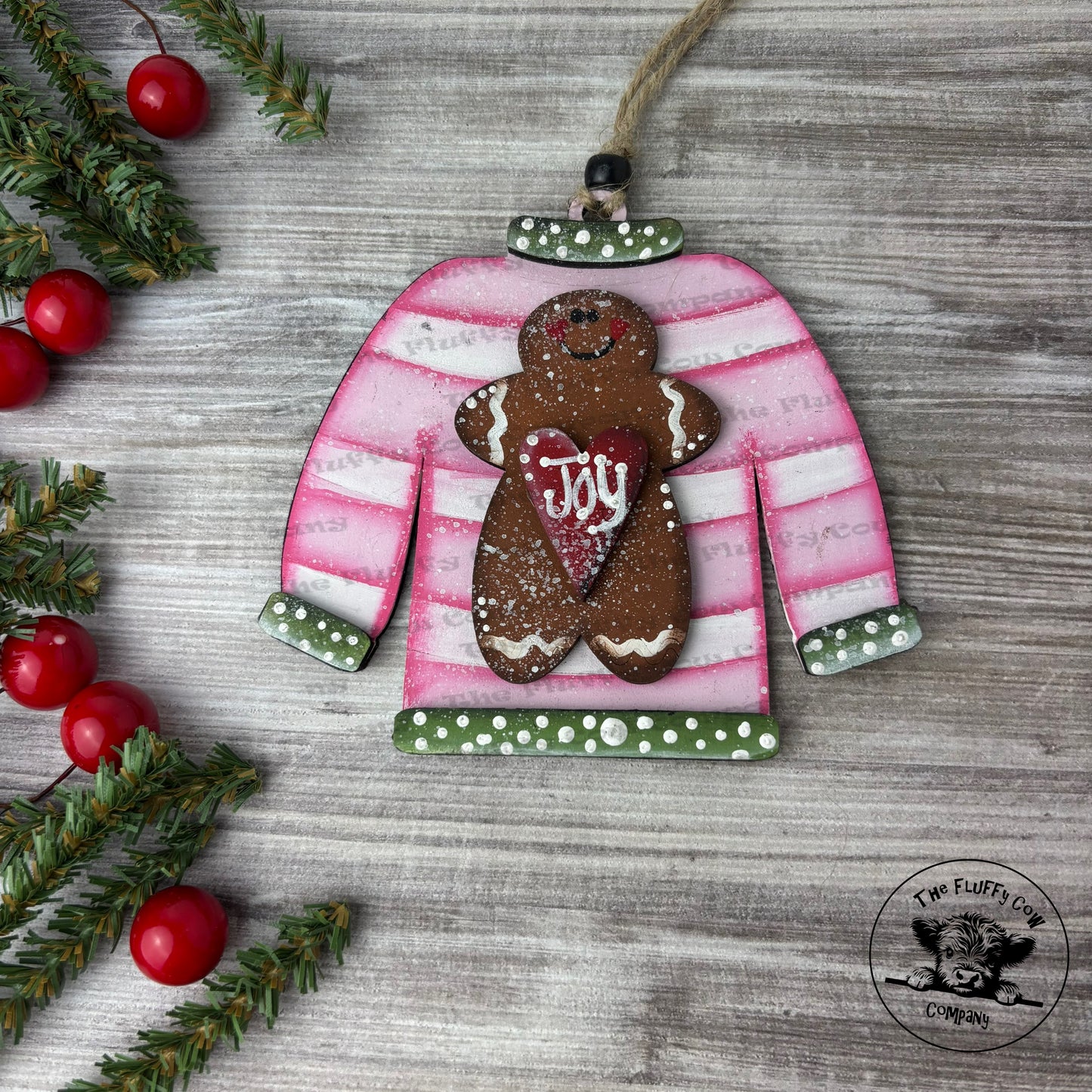Sweater Gingerbread Joy Christmas Ornament