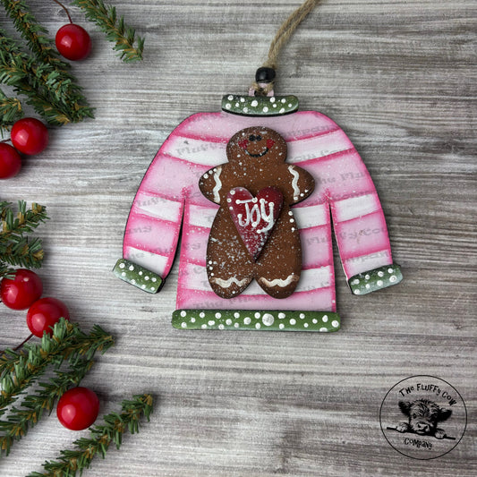 Sweater Gingerbread Joy Christmas Ornament