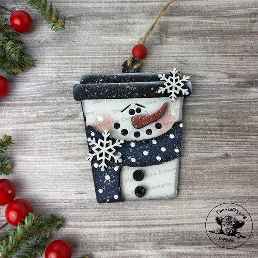 Snowman Coffee Cup Christmas Tree Ornament