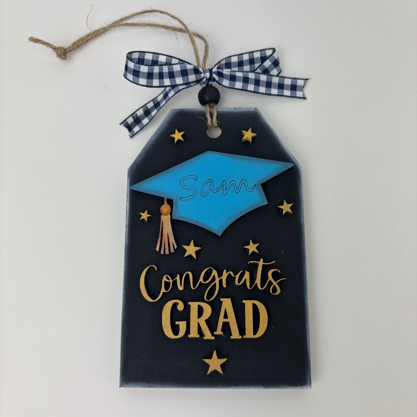 Personalize Congrats Grad Gift Card Holder Grad Hat & Stars