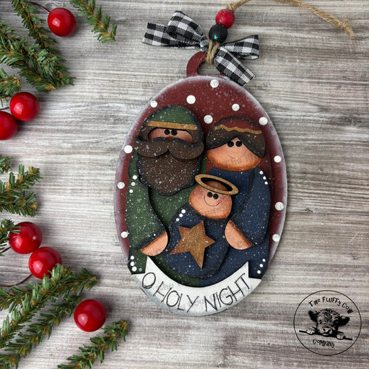 O Holy Night Mary, Joseph & Baby Jesus Red
