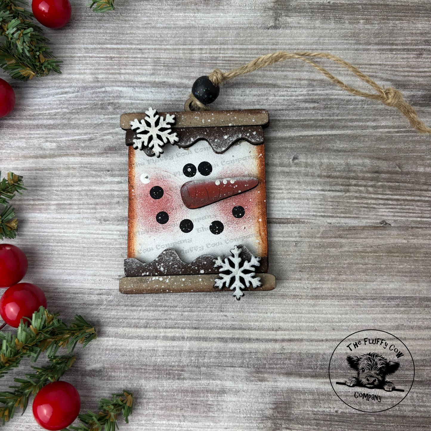 Single Marshmallow S’mores Snowman Christmas Tree Ornament