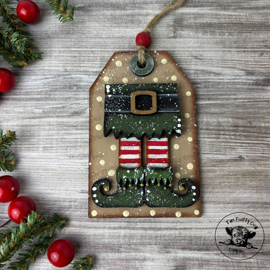 Elf Leg Tag Christmas Ornament
