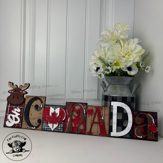 Oh Canada Moose and Flag Shelf Sitter