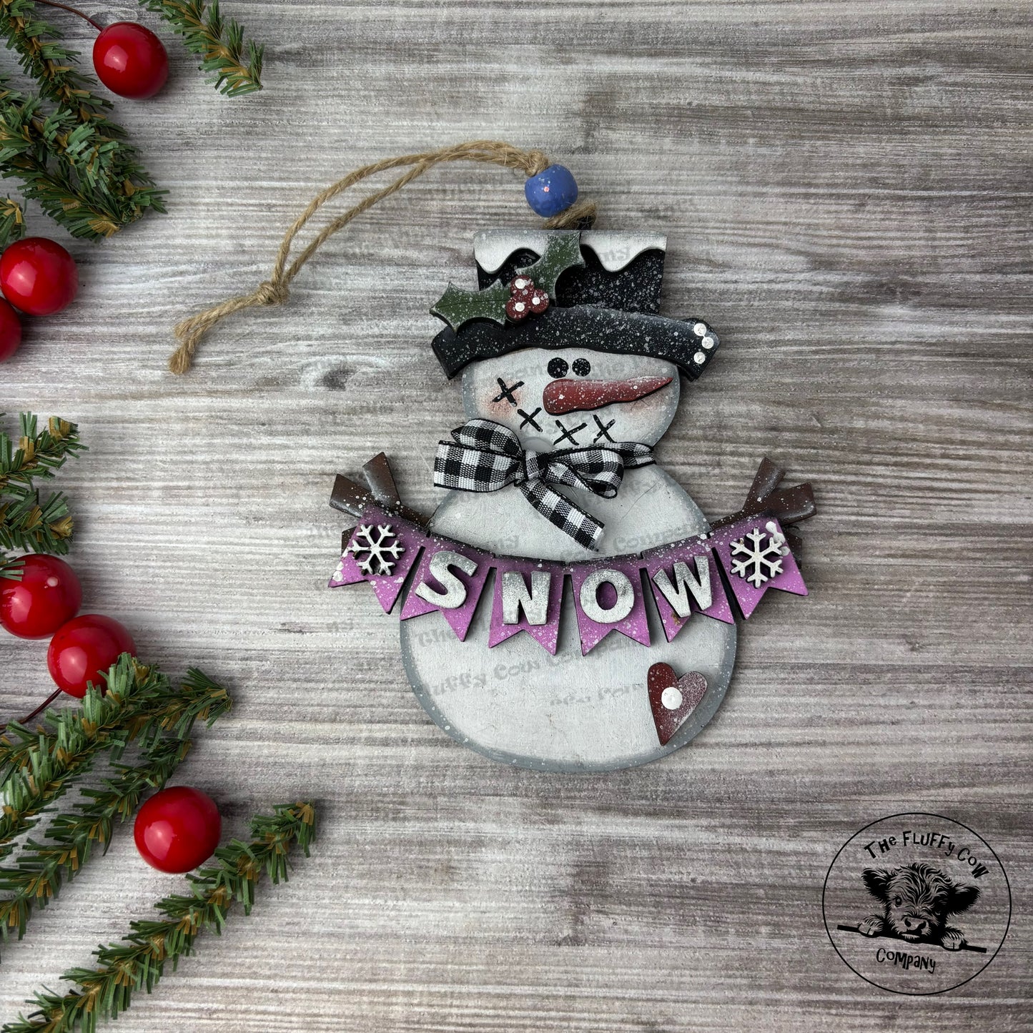 Snowman Holding Banner Snow Ornament