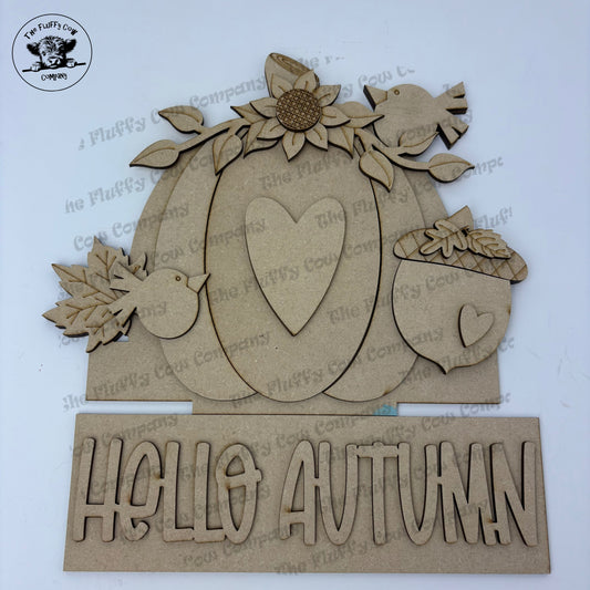 Insert Only - Hello Autumn - Window Box Frame - Wood Blank Craft Project