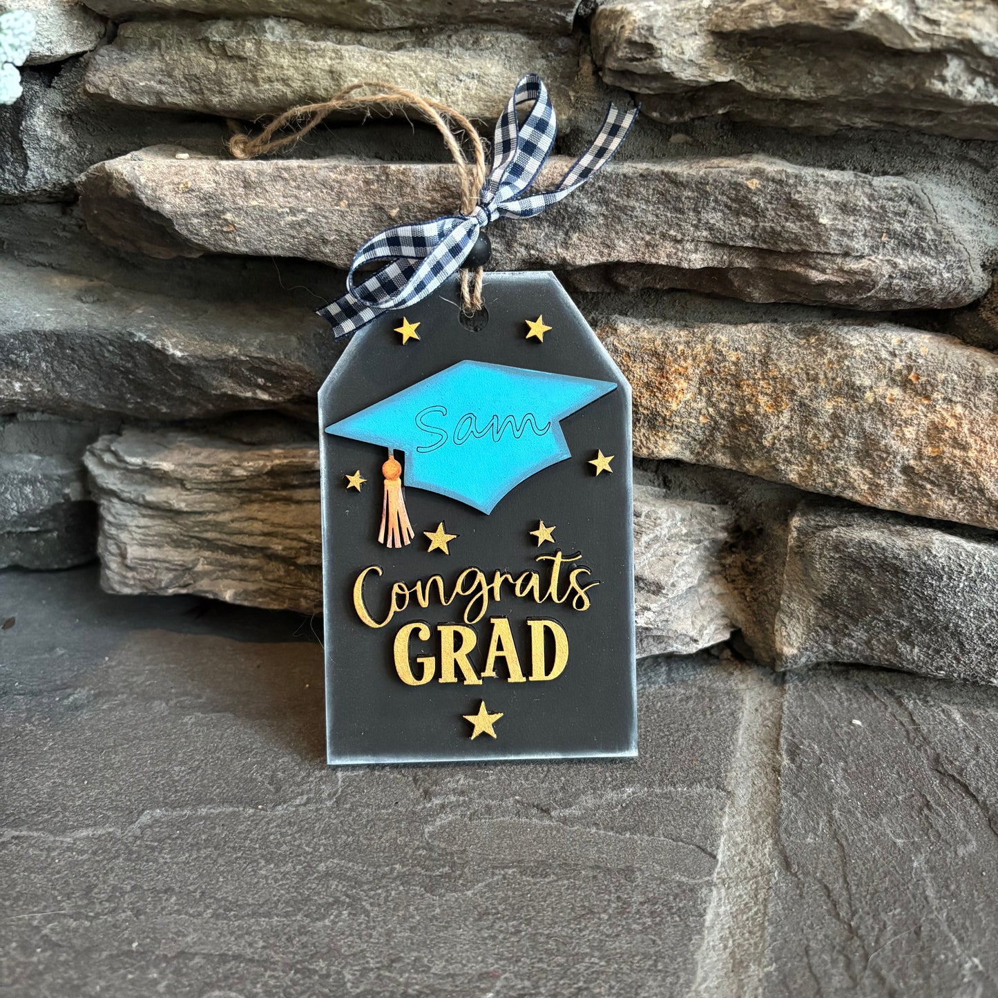 Personalize Congrats Grad Gift Card Holder Grad Hat & Stars
