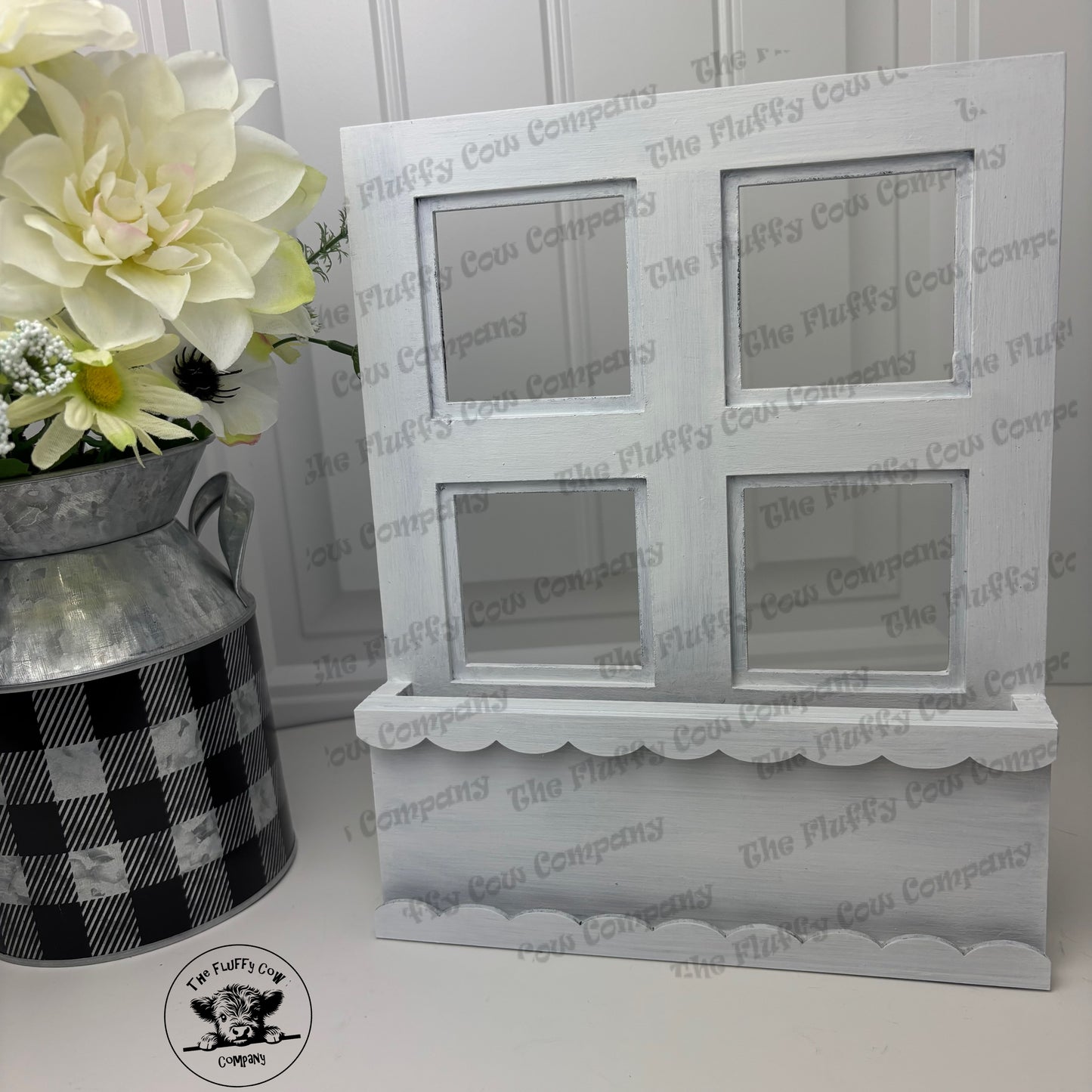 Window Box Frame Shelf Sitter With Welcome Spring Birdhouse Insert