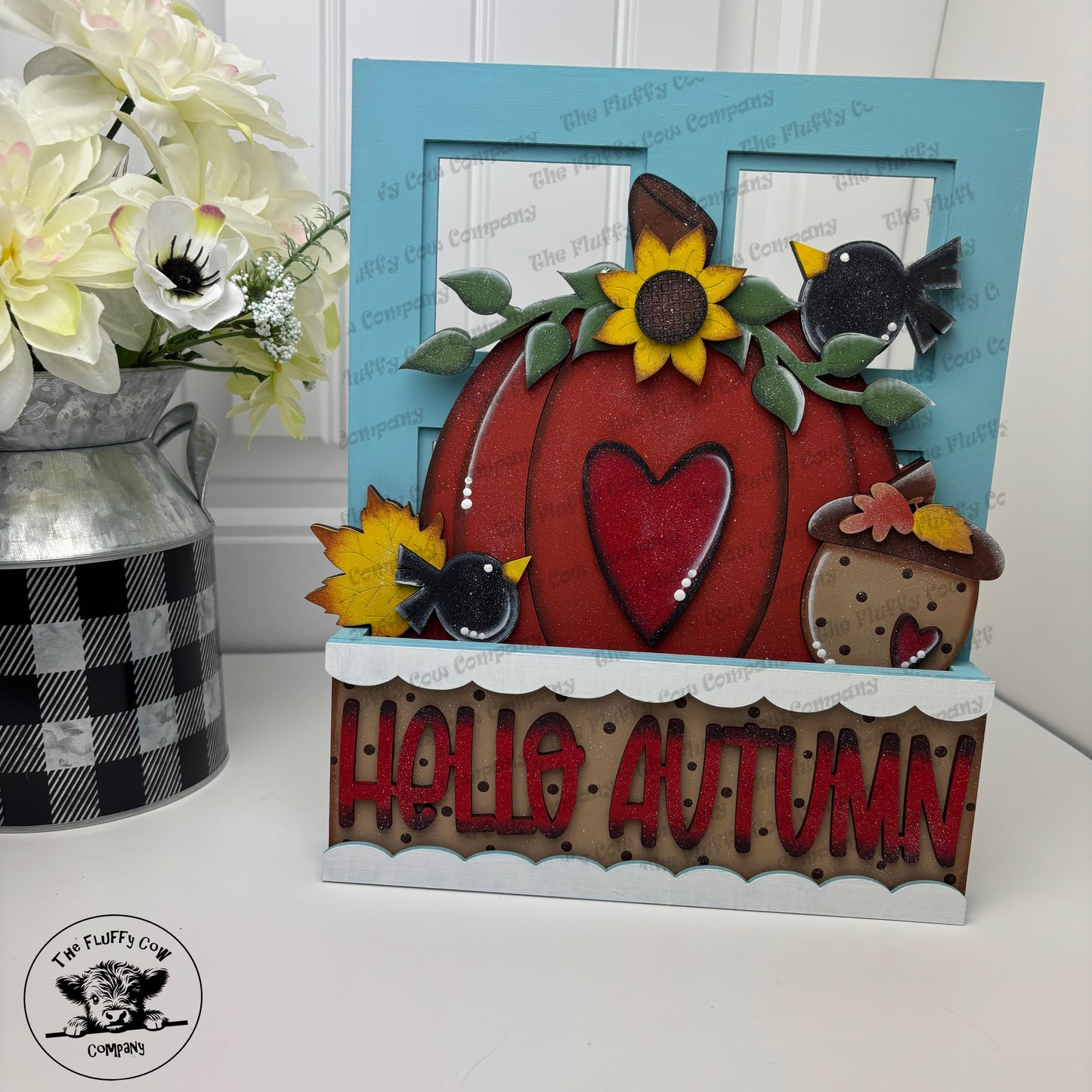 Hello Autumn Insert & Window Box Shelf Sitter Picture Frame
