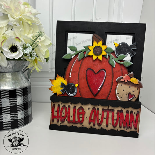 Hello Autumn Insert & Window Box Shelf Sitter Picture Frame