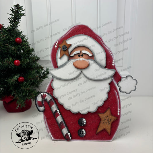 Santa Shelf Sitter With Candy Cane & Star