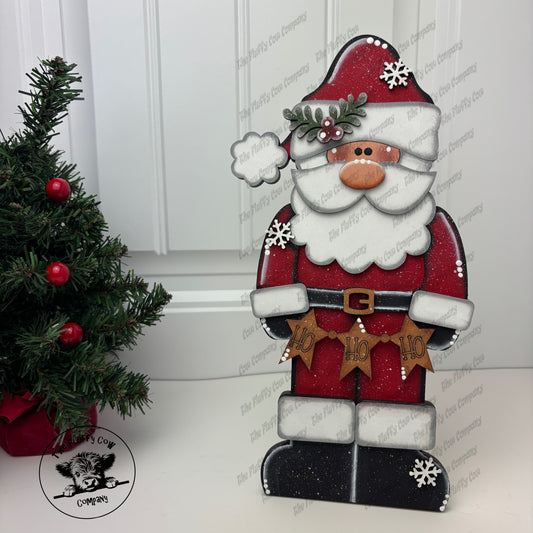 Santa With 3 Stars Ho Ho Ho Shelf Sitter
