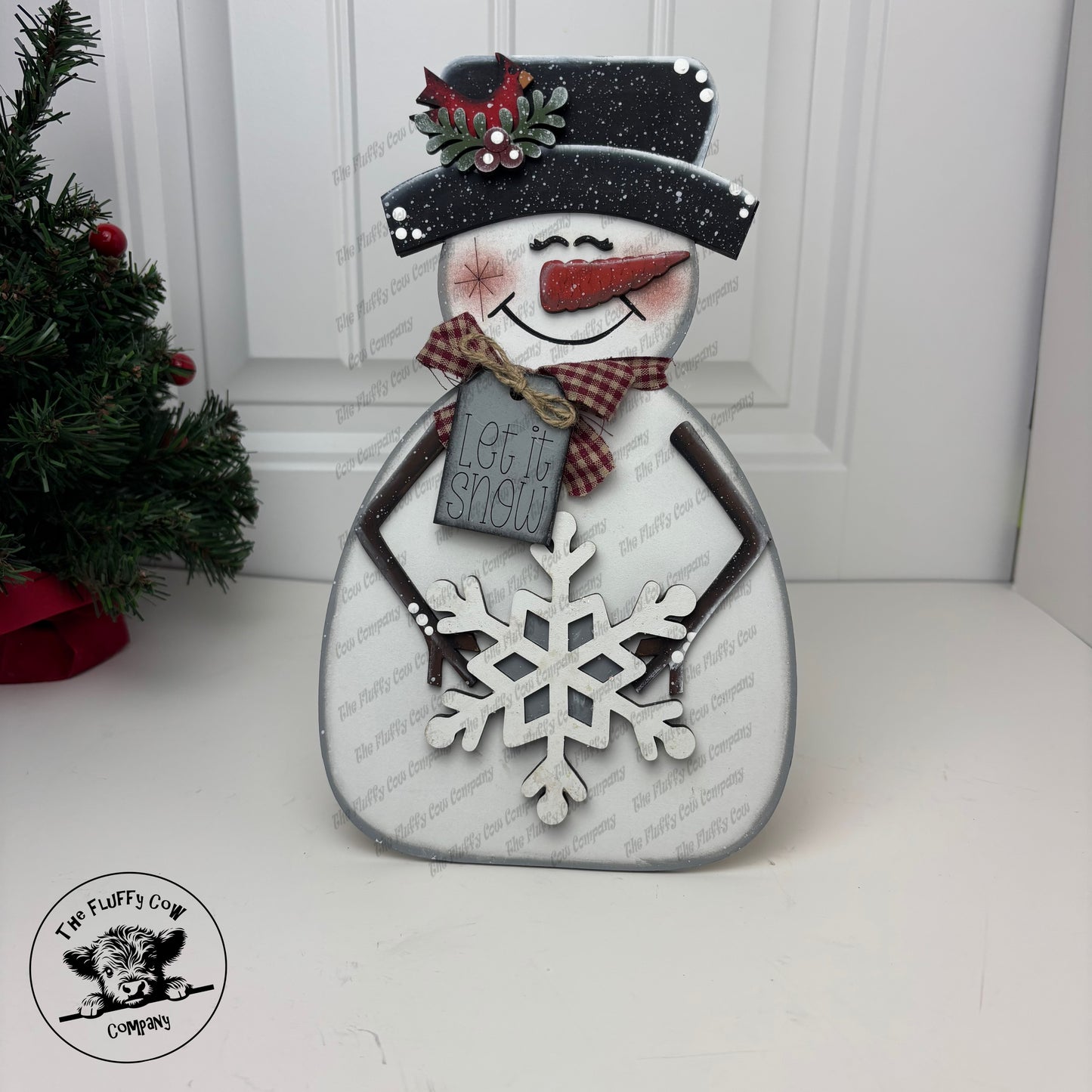 Snowman Shelf Sitter With Snowflake Let It Snow