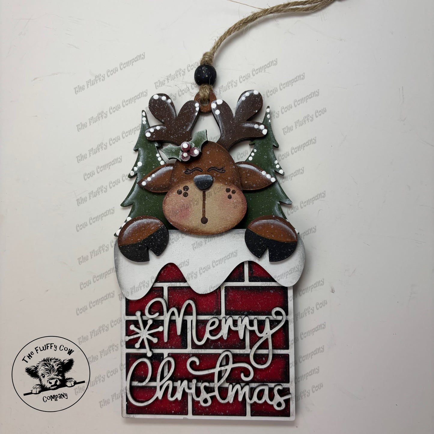 Merry Christmas Reindeer In Chimney Ornament