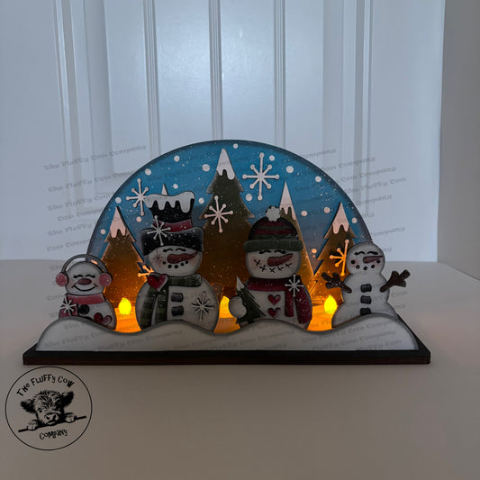Snowman Family Arch with Light￼